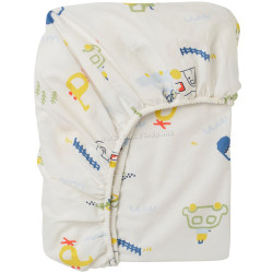 Простынь на резинке Ikea Barndrom узор автомобиля 90x200 (Белый)