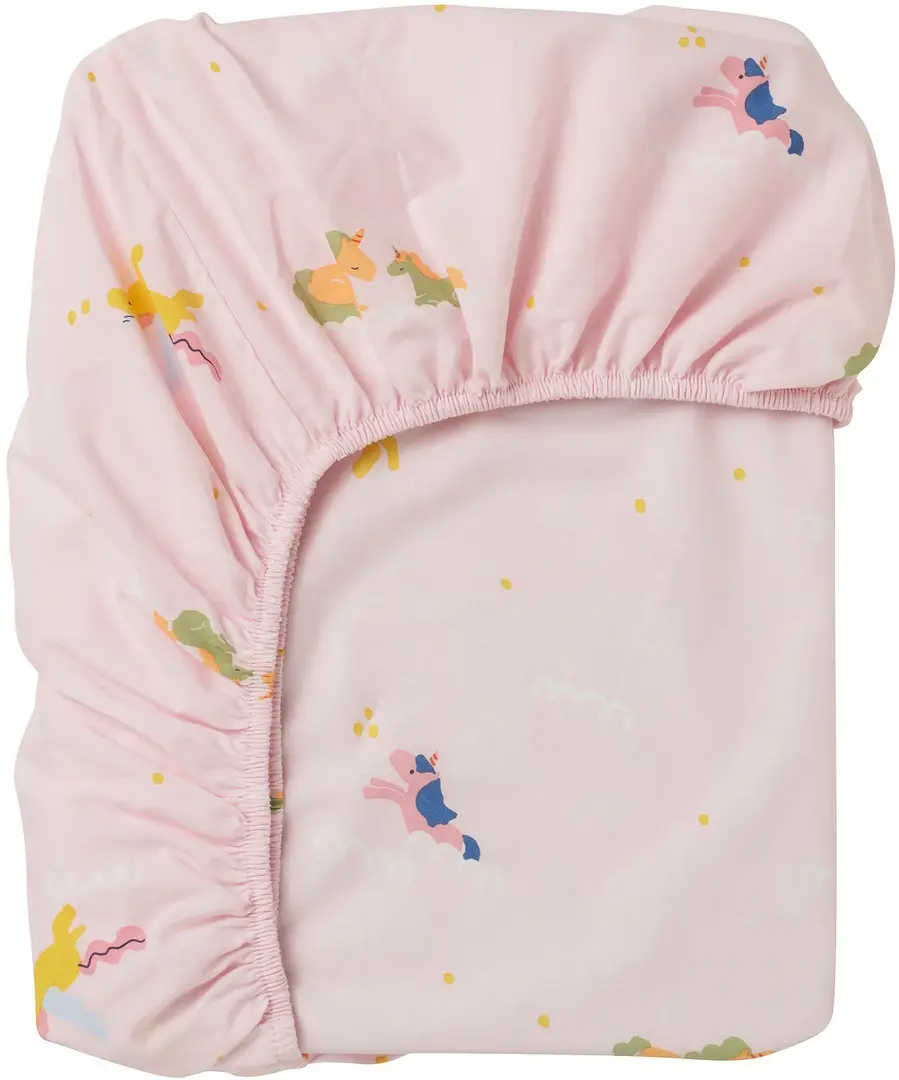 Cearsaf cu elastic Ikea Barndrom model de unicorni 90x200 (Roz)