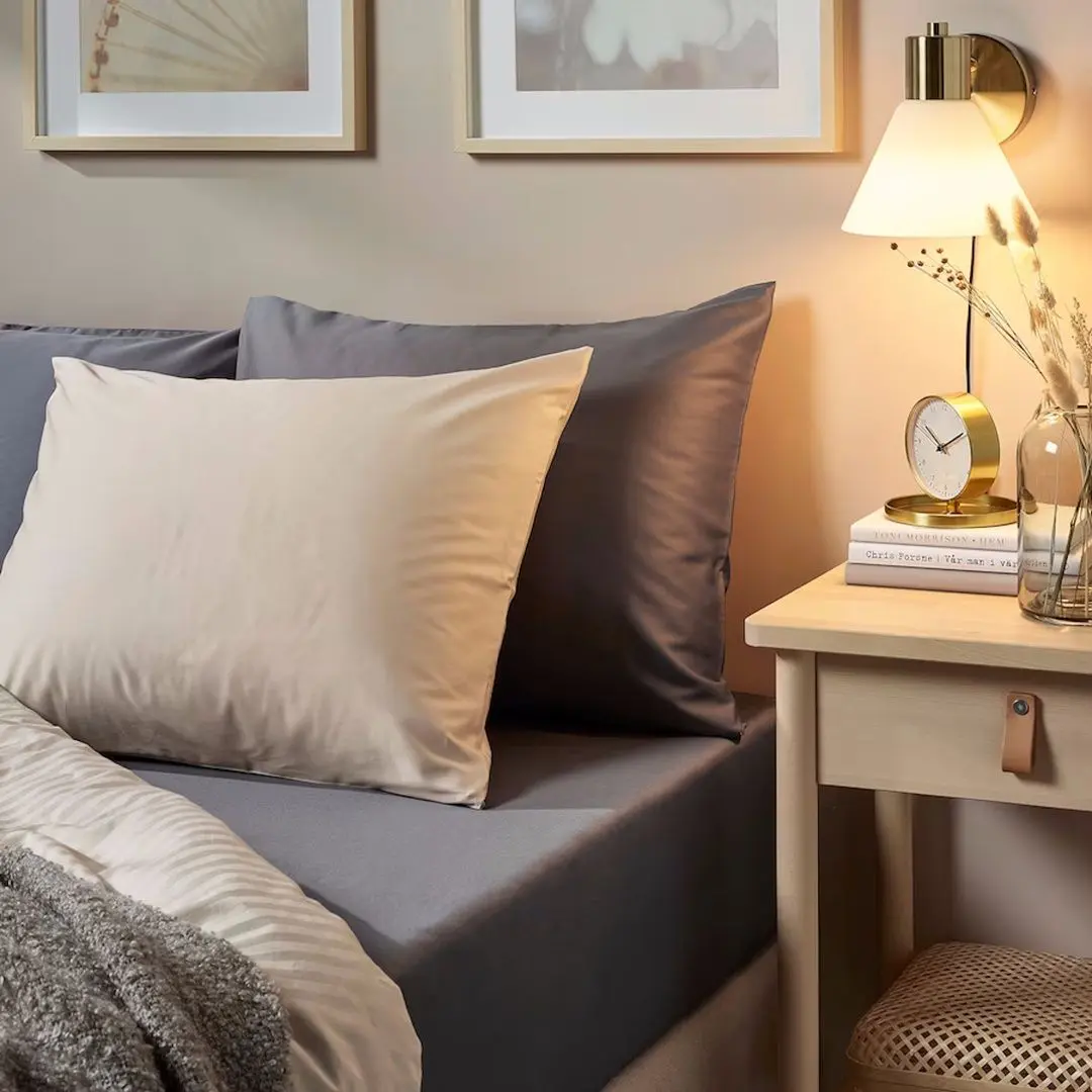 Cearsaf cu elastic Ikea Nattjasmin 90x200 (Gri Inchis)