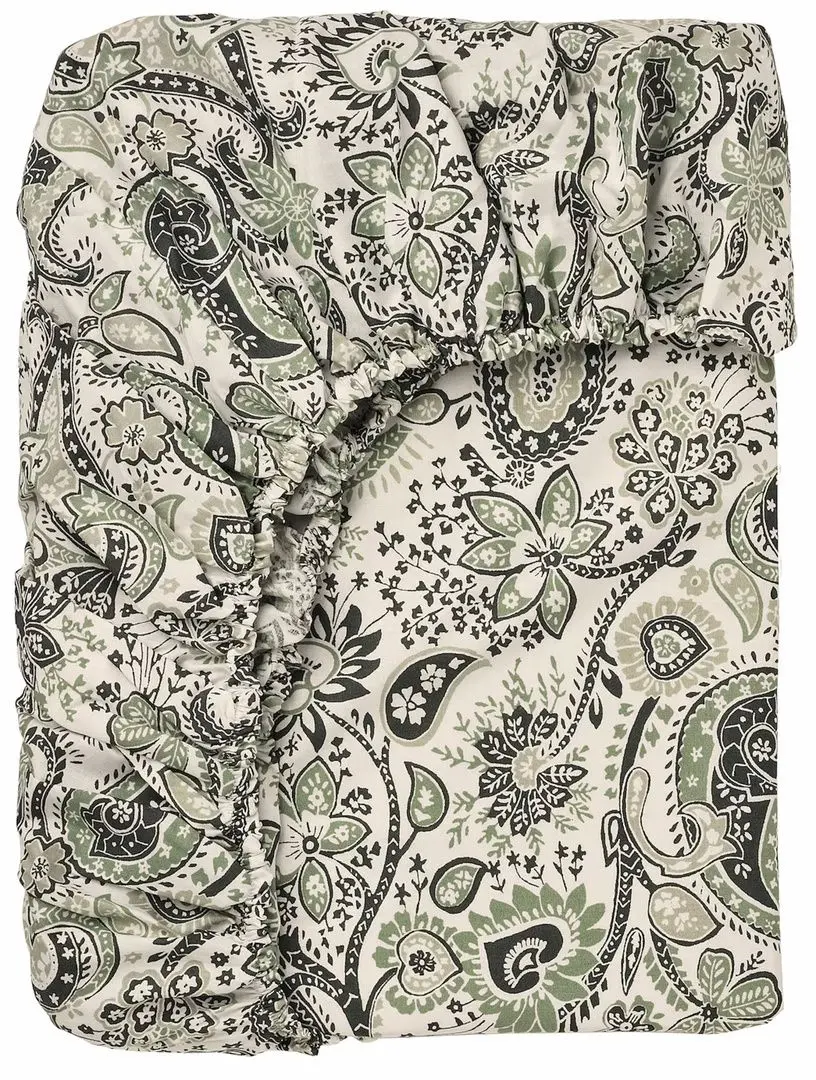 Простынь на резинке Ikea Rodgersia 140x200 (Зеленый/Белый)