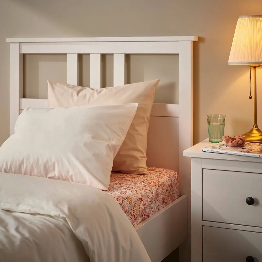 Cearsaf cu elastic Ikea Rodgersia 160x200 (Roz/Alb)