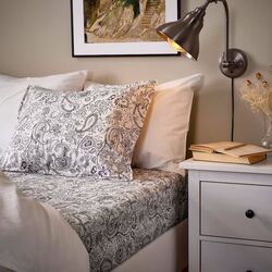 Cearsaf cu elastic Ikea Rodgersia 160x200 (Gri/Alb) Thumb