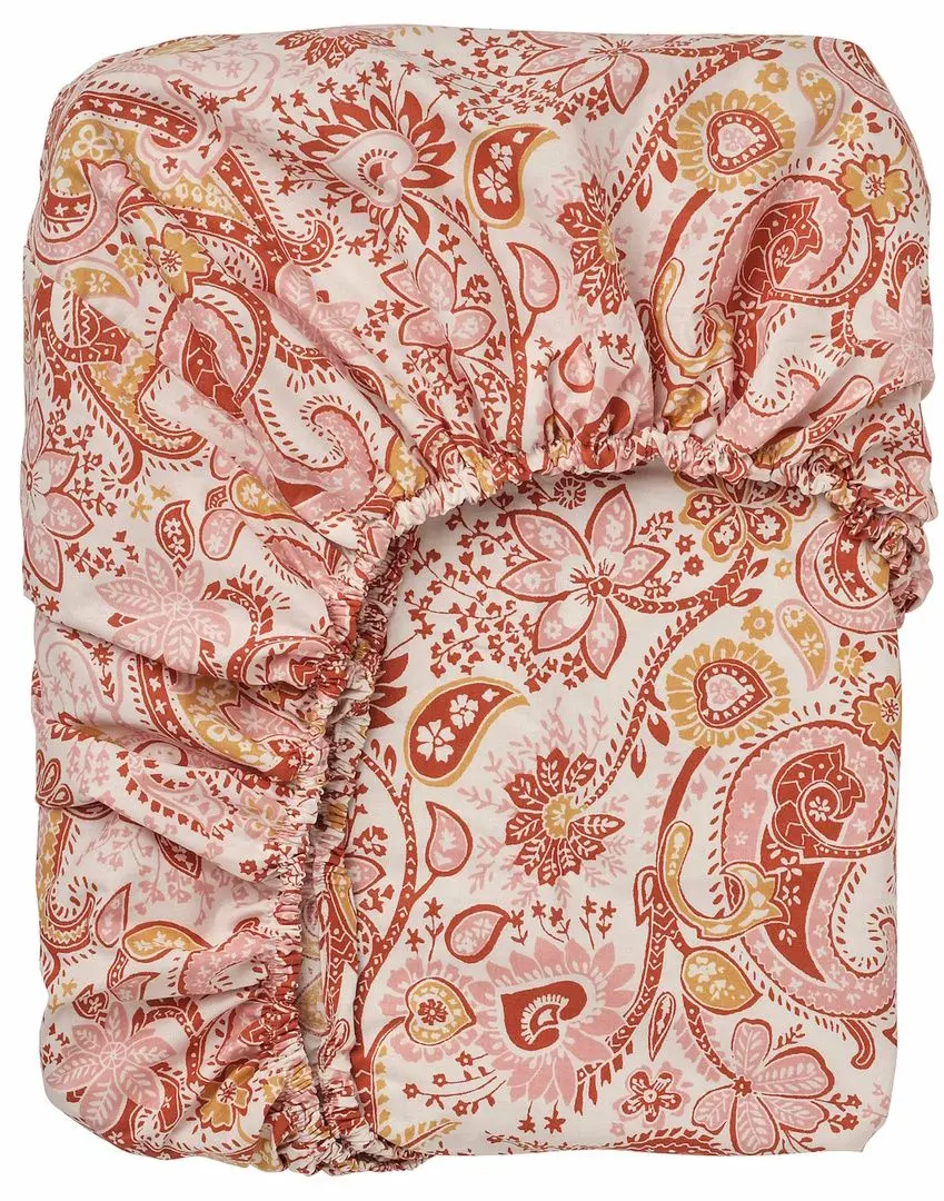 Cearsaf cu elastic Ikea Rodgersia 180x200 (Roz/Alb)