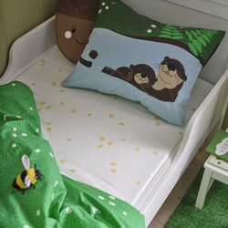 Простынь на резинке Ikea Skogsduva с цветочками 90x200 (Белый/Желтый) Thumb