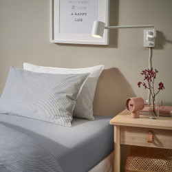 Cearşaf cu elastic Ikea Solfibbla 140x200 (Albastru/Alb) Thumb