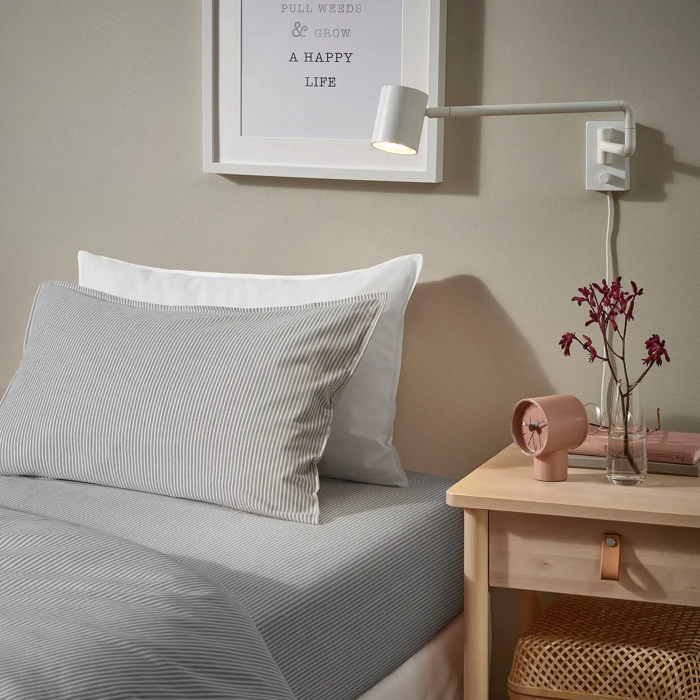 Cearşaf cu elastic Ikea Solfibbla 160x200 (Gri/Alb) - 5