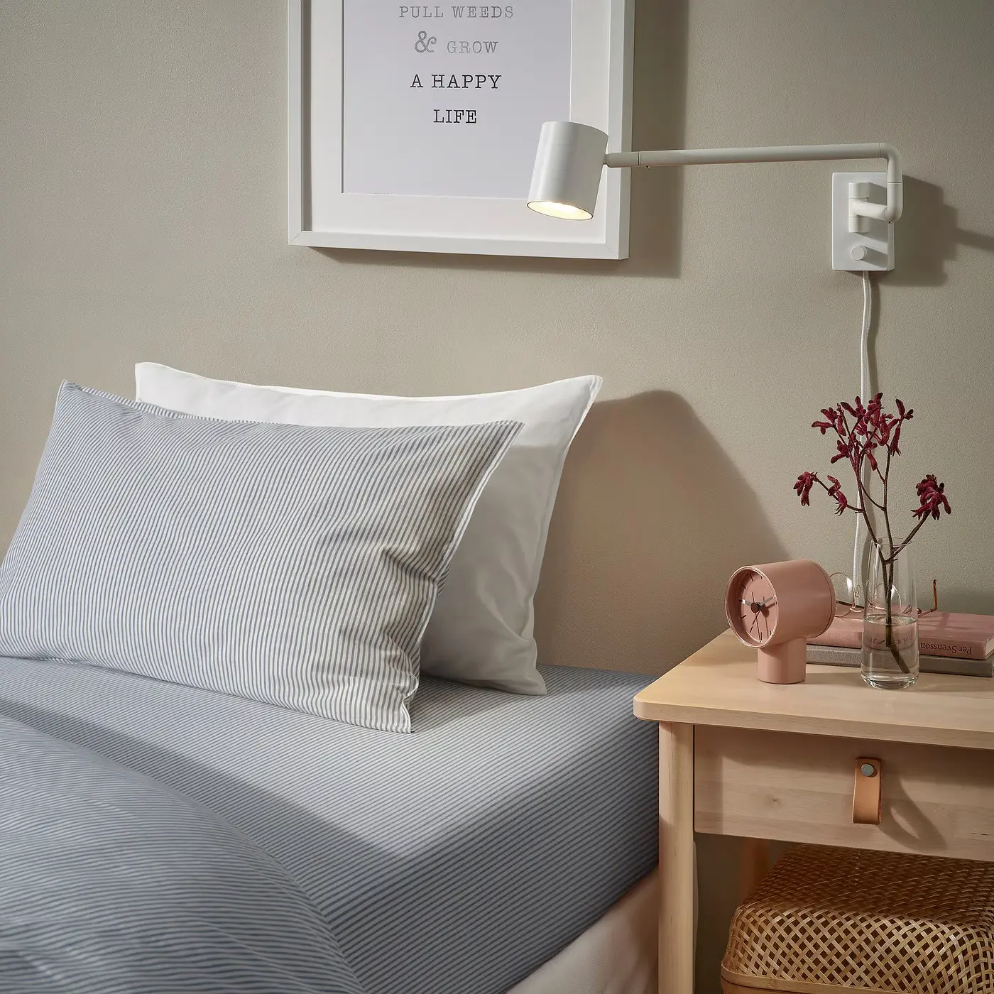 Cearşaf cu elastic Ikea Solfibbla 160x200 (Albastru/Alb) - 5