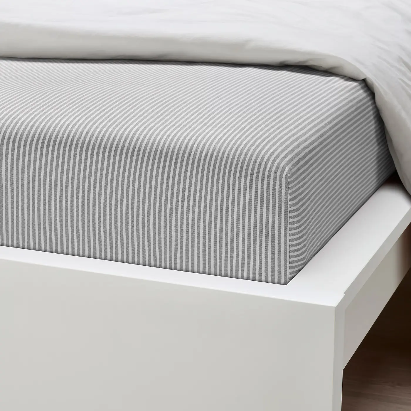 Cearşaf cu elastic Ikea Solfibbla 180x200 (Gri/Alb) - 4