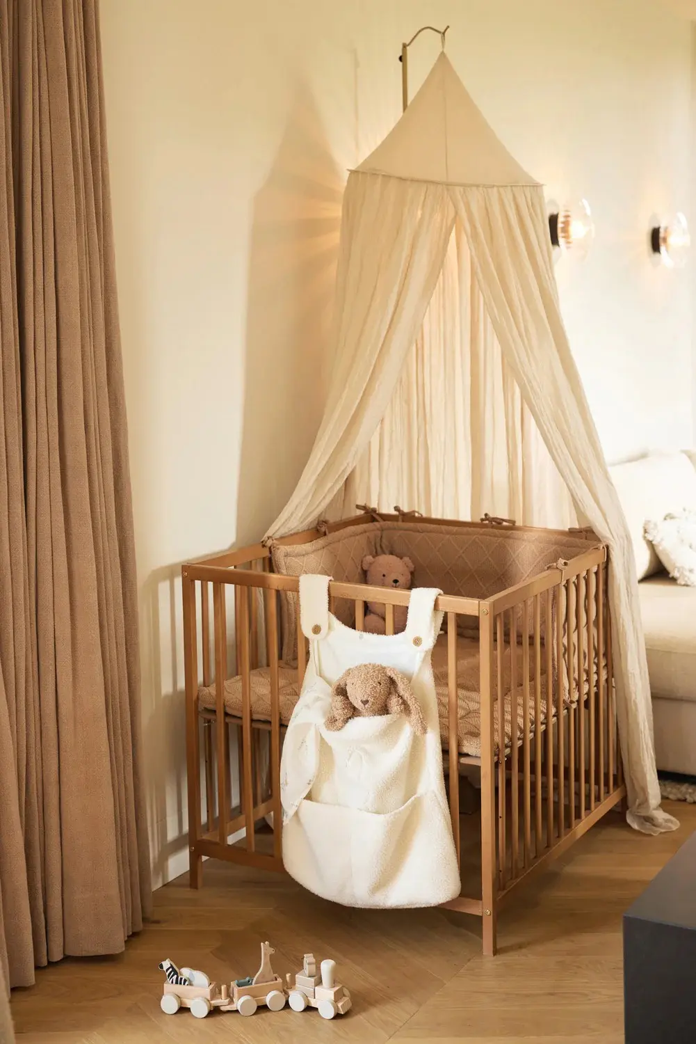 Бортик для детской кровати Jollein Check Knit (Biscuit) - 5