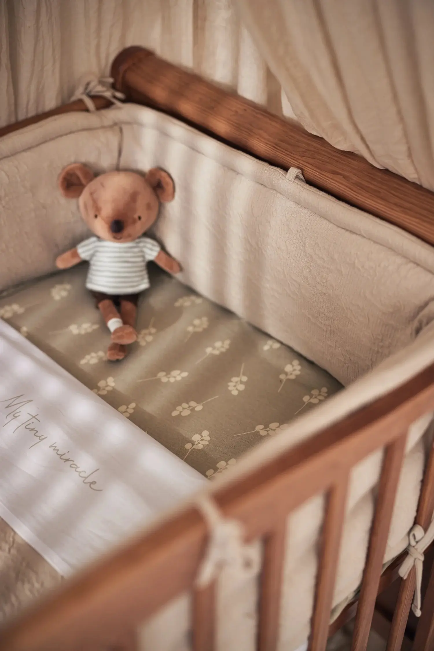 Bara de protectie pentru patut Jollein Grain Knit (Oatmeal) - 7