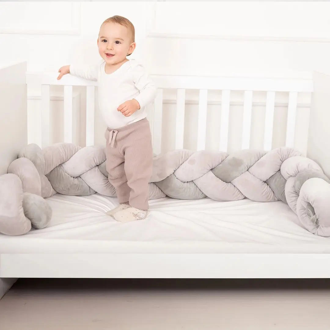 Bara de protectie pentru patut Kikka Boo 3 braids 210x20 (Grey)