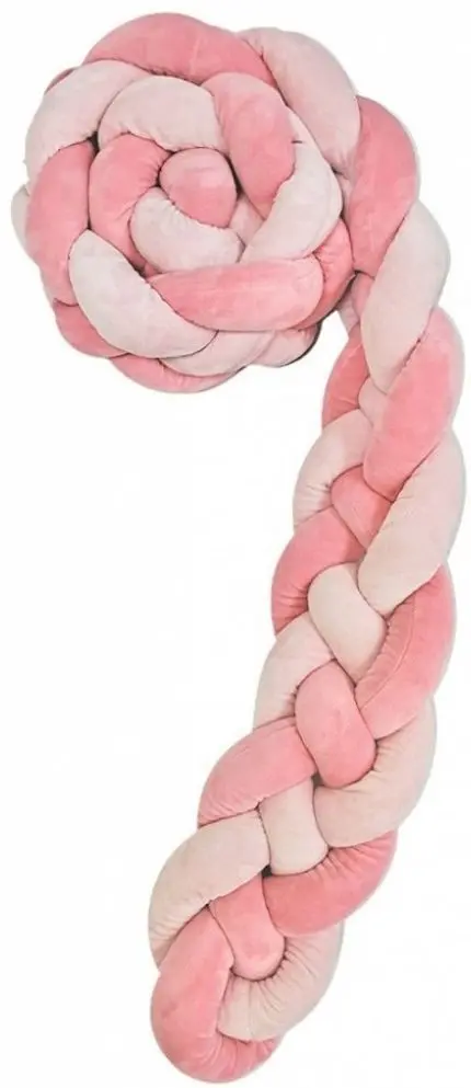 Bara de protectie pentru patut Kikka Boo 4 braids 180x15 (Pink)