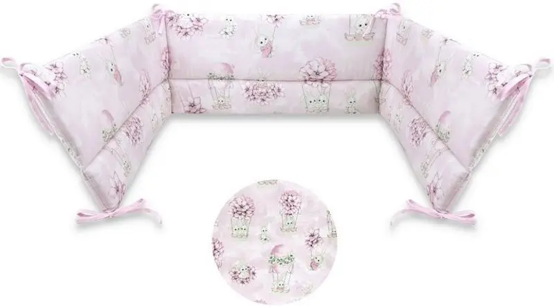 Bara de protectie pentru patut MimiNu Awesome Bunnies (Pink) - 2
