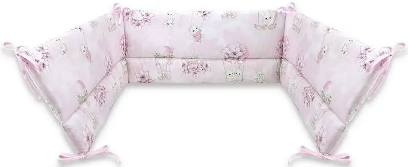 Bara de protectie pentru patut MimiNu Awesome Bunnies (Pink)