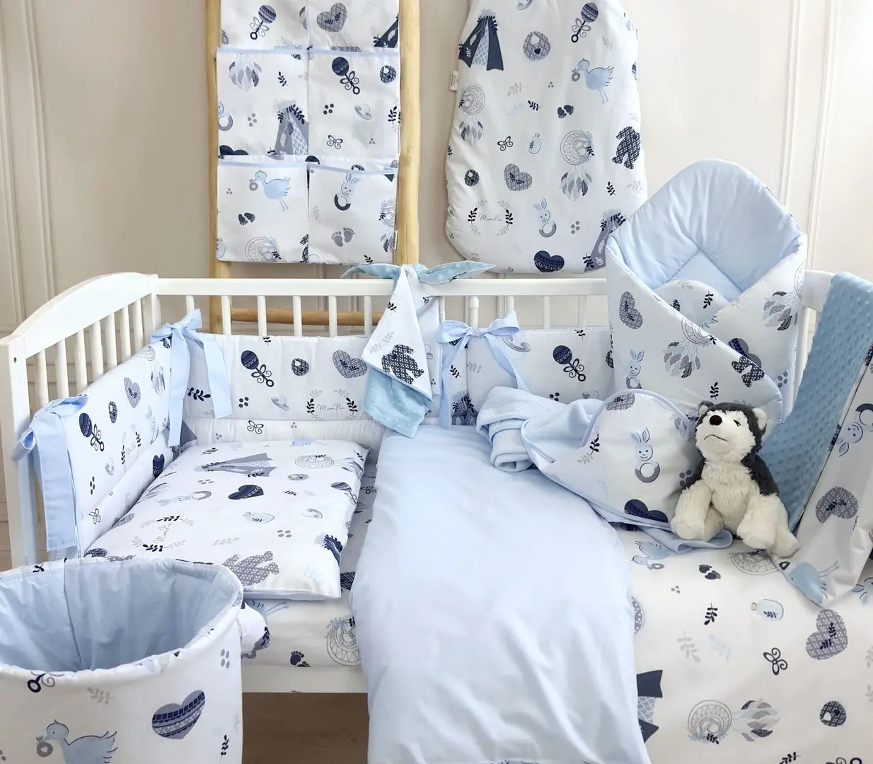 Bara de protectie pentru patut MimiNu Baby Shower (Blue) - 2