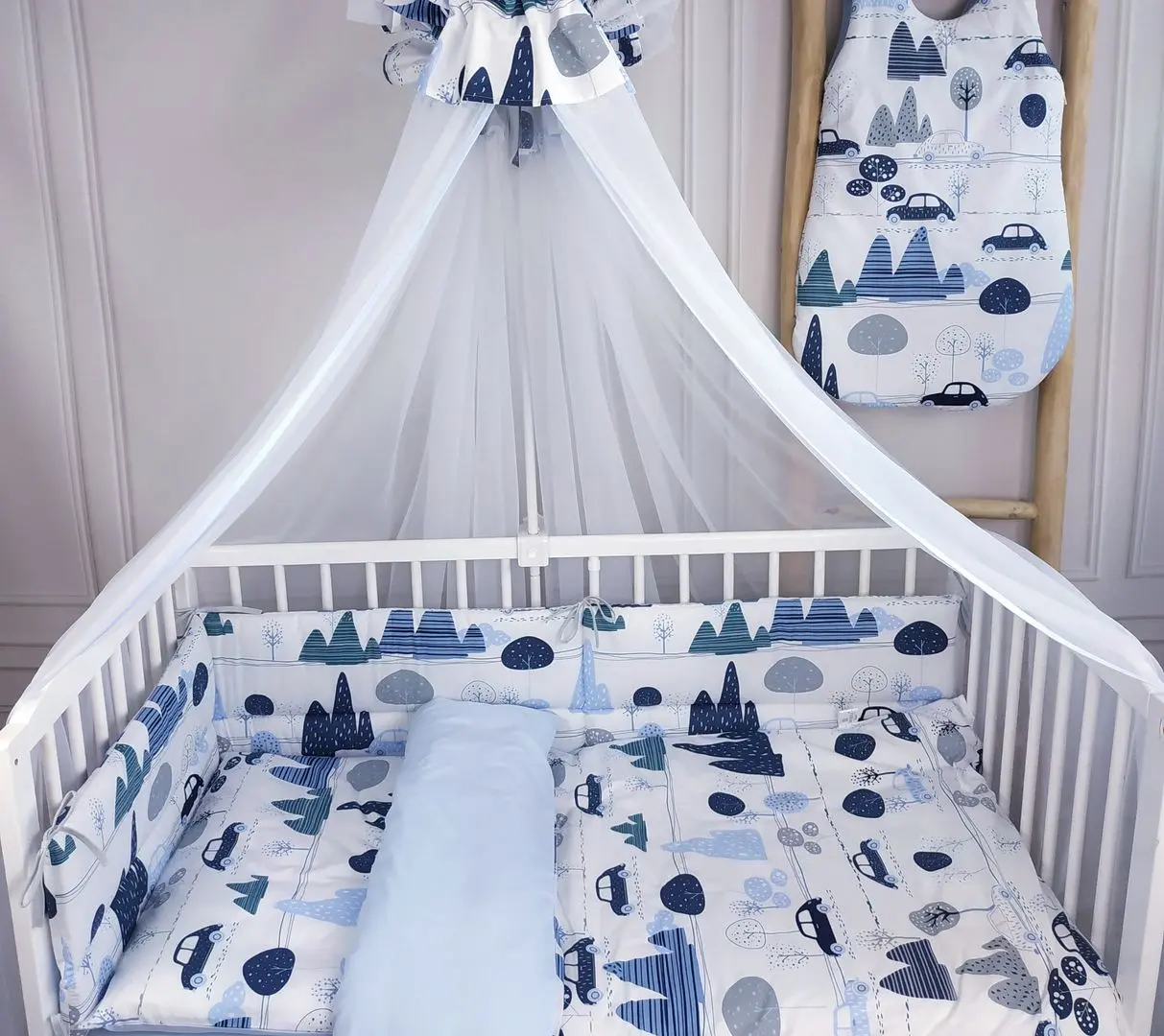 Bara de protectie pentru patut MimiNu Childrens Journey (Blue) - 3