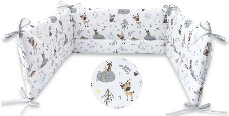Бортик для детской кровати MimiNu Forest Friends (Grey/Beige) - 2