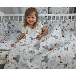 Бортик для детской кровати MimiNu Forest Friends (Grey/Beige) Thumb