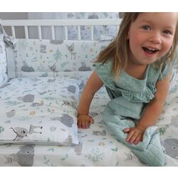 Bara de protectie pentru patut MimiNu Forest Friends (Grey/Mint) Thumb