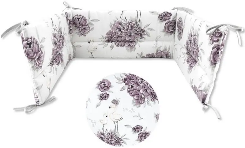 Bara de protectie pentru patut MimiNu Peonie (Plum) - 2