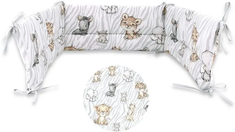 Bara de protectie pentru patut MimiNu Safari Natural (Gray) - 3