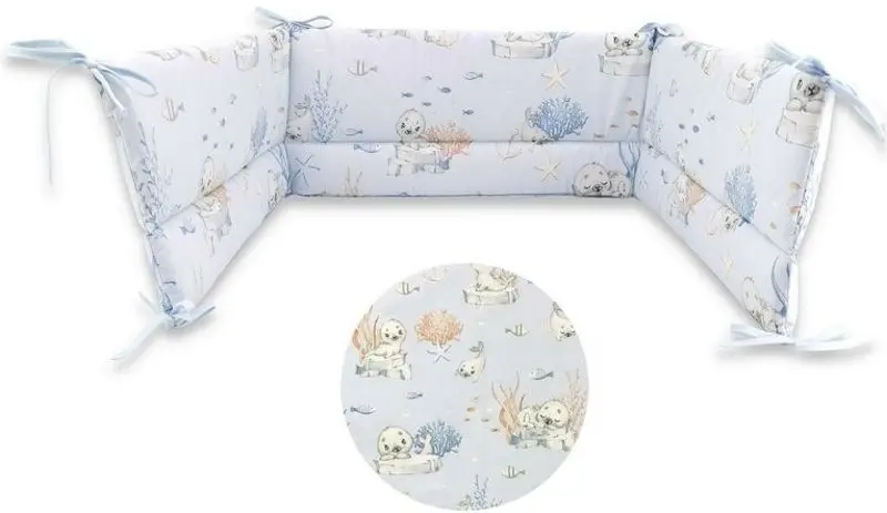 Bara de protectie pentru patut MimiNu Seals (Blue) - 2