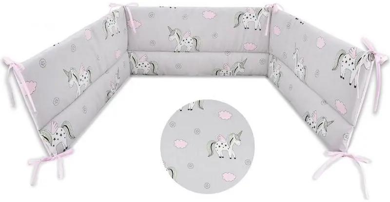 Bara de protectie pentru patut MimiNu Unicorn (Pink/Gray) - 2