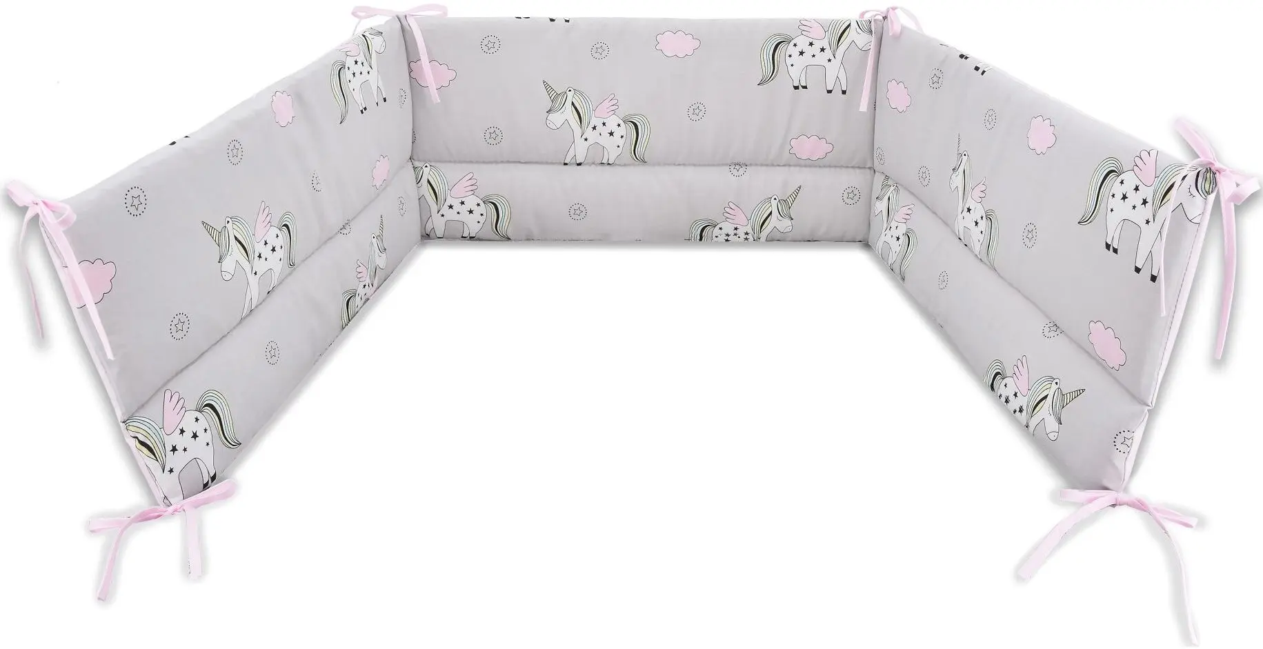 Bara de protectie pentru patut MimiNu Unicorn (Pink/Gray)