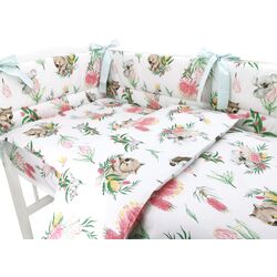 Lenjerie de pat pentru copii MimiNu Australian Animals (White/Green) Thumb