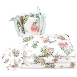 Lenjerie de pat pentru copii MimiNu Australian Animals (White/Green)