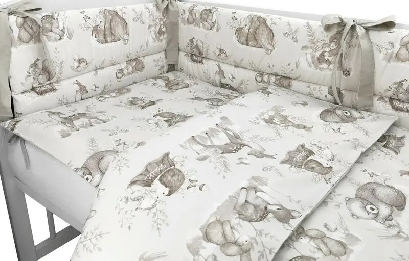 Lenjerie de pat pentru copii MimiNu Calm Forest din 3 piese (Beige) - 2
