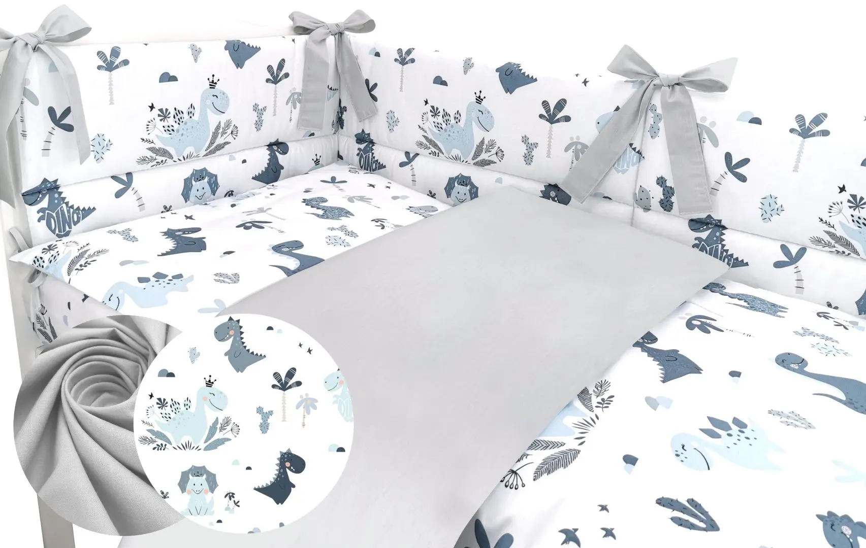 Lenjerie de pat pentru copii MimiNu Dino (Dark Blue) - 2