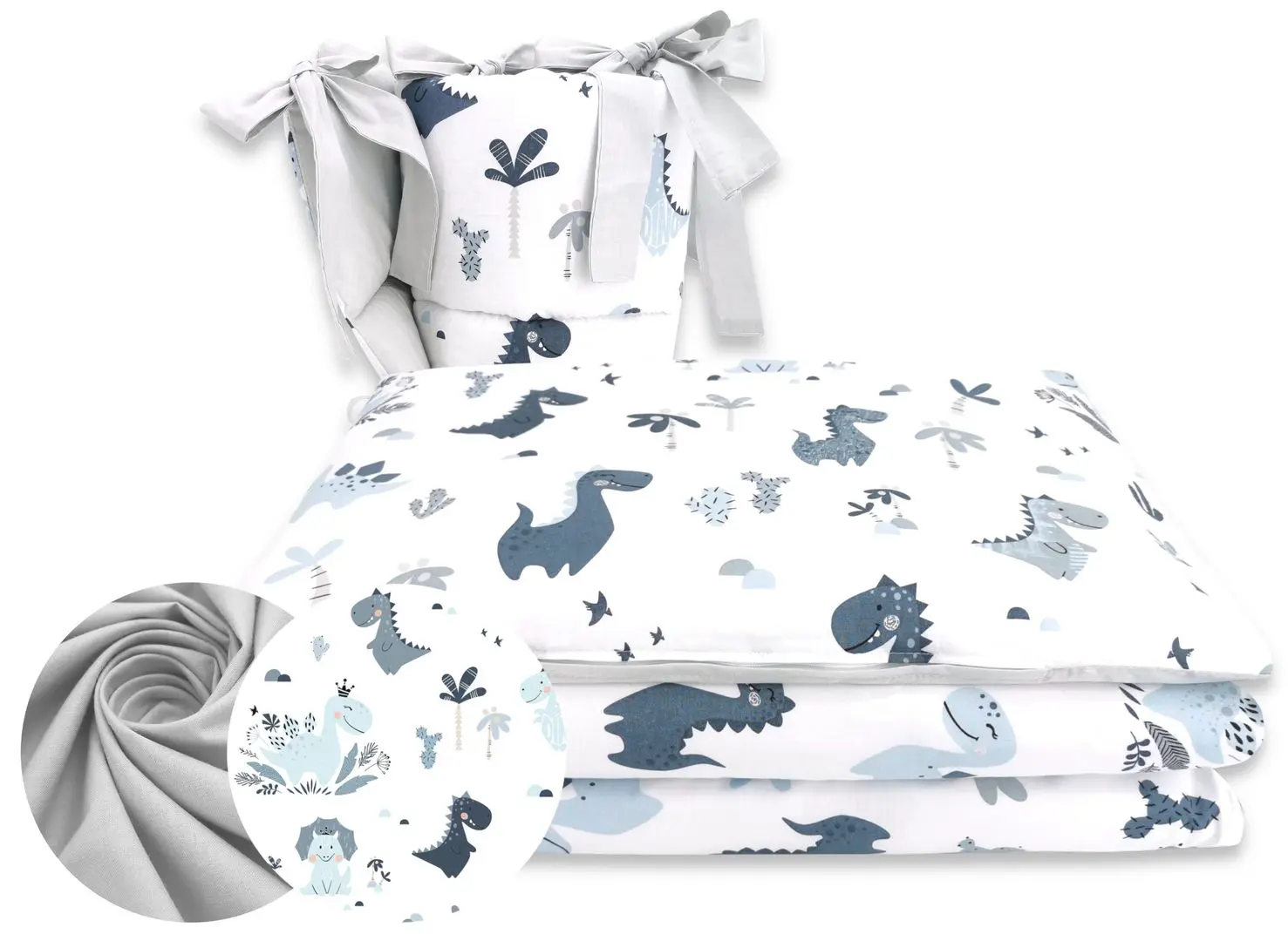 Lenjerie de pat pentru copii MimiNu Dino (Dark Blue)