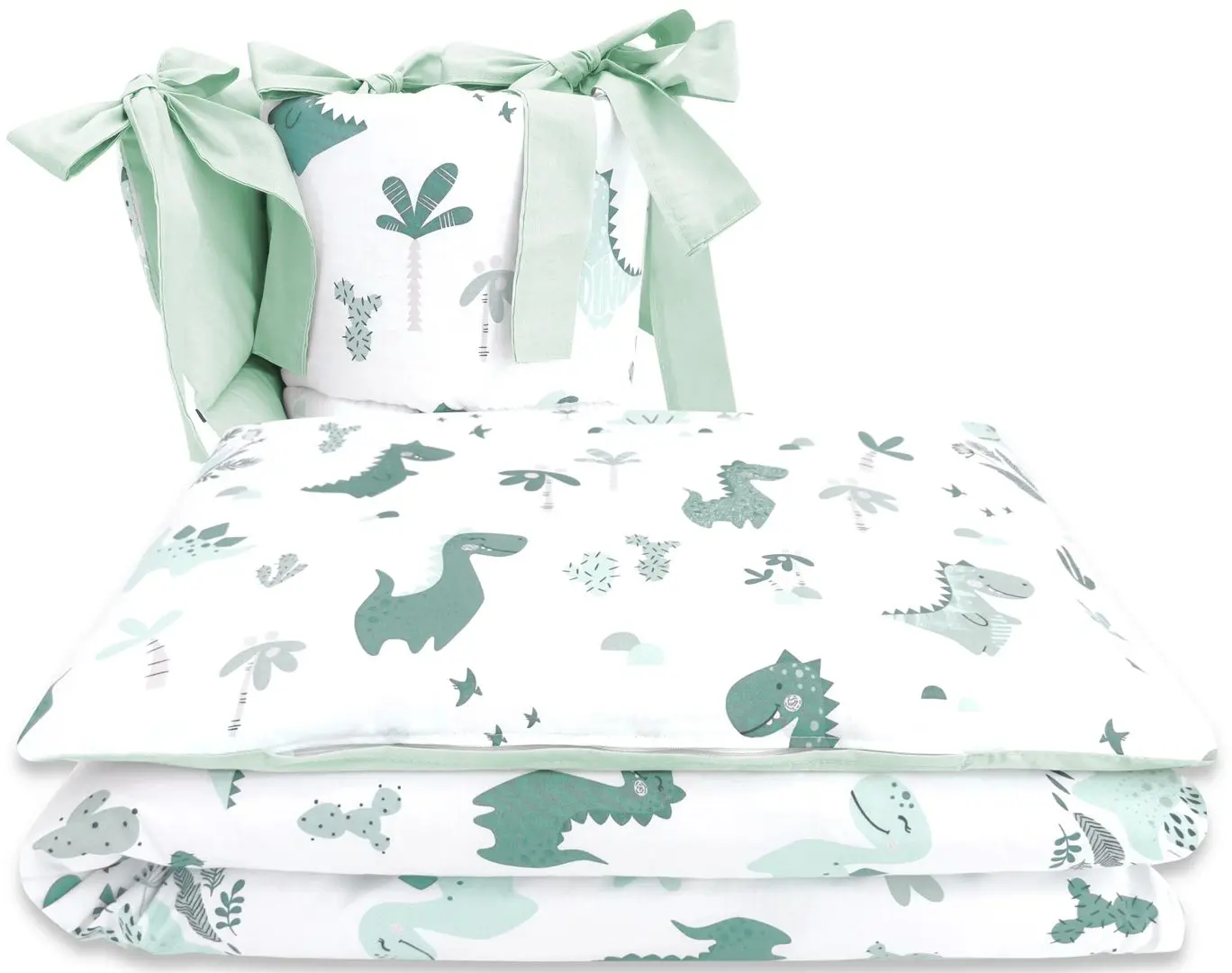 Lenjerie de pat pentru copii MimiNu Dino (Mint)