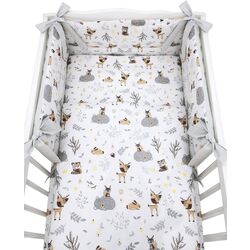 Lenjerie de pat pentru copii MimiNu Forest Friends (Grey/Beige) Thumb