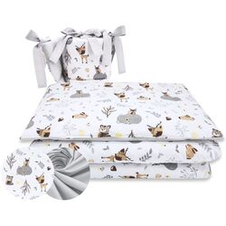 Lenjerie de pat pentru copii MimiNu Forest Friends (Grey/Beige)