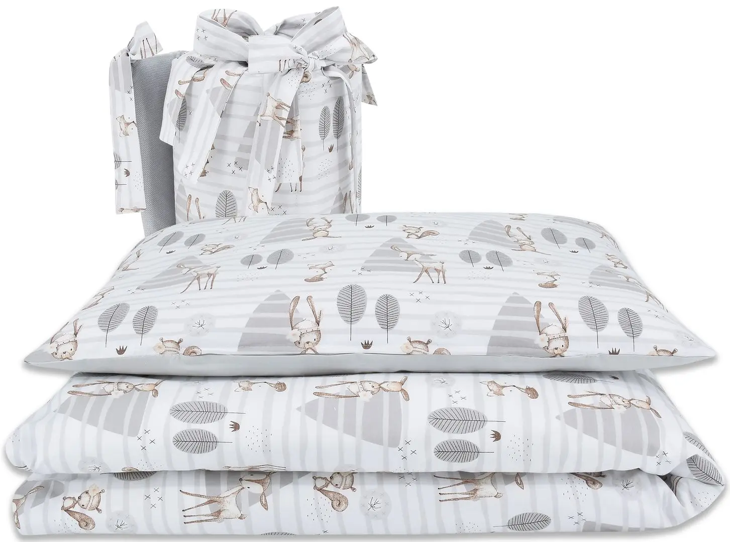 Lenjerie de pat pentru copii MimiNu Forest (Grey)