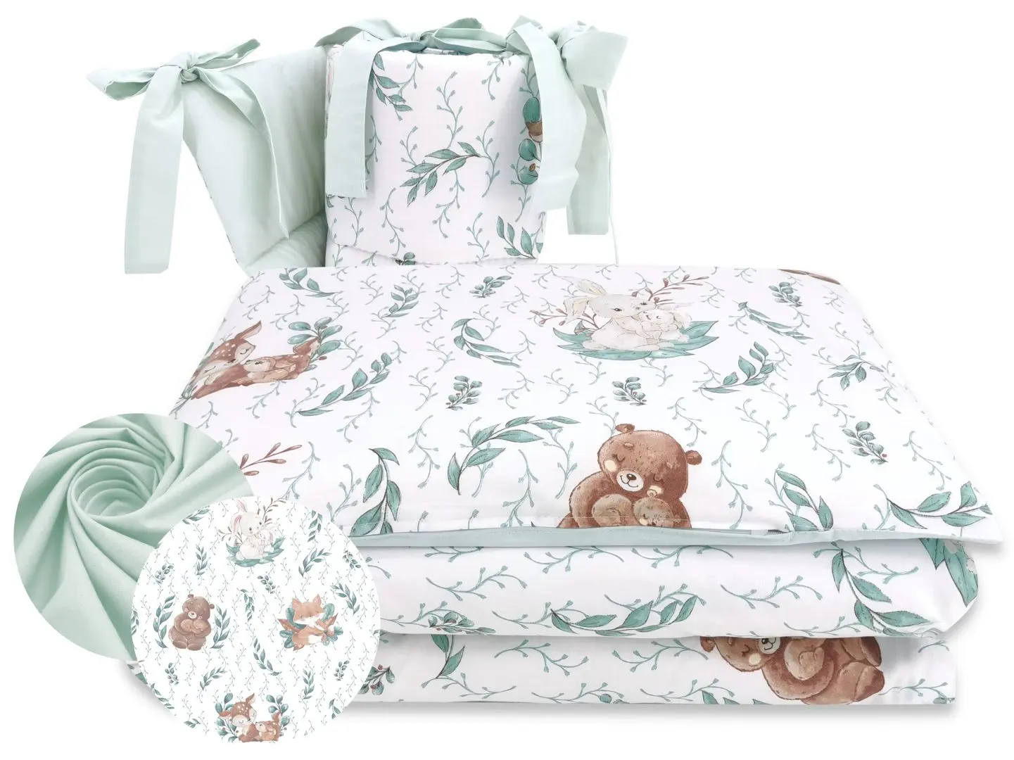 Lenjerie de pat pentru copii MimiNu Lulu Natural (Mint)
