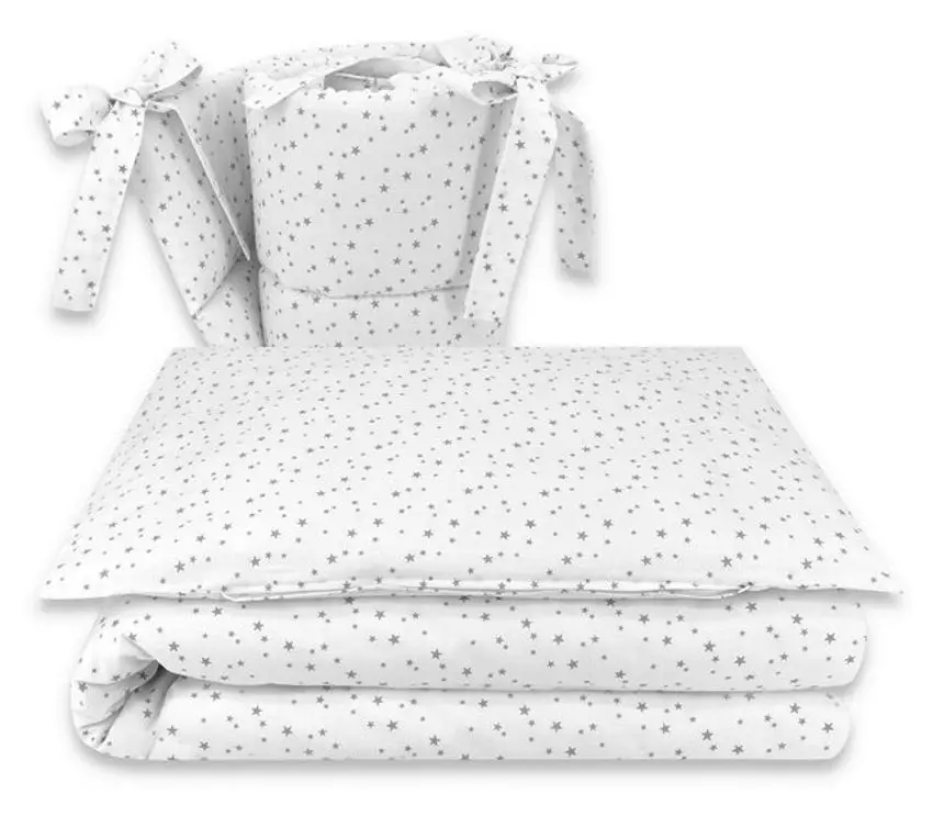 Lenjerie de pat pentru copii MimiNu Mini Stars 60x120 (Gray)