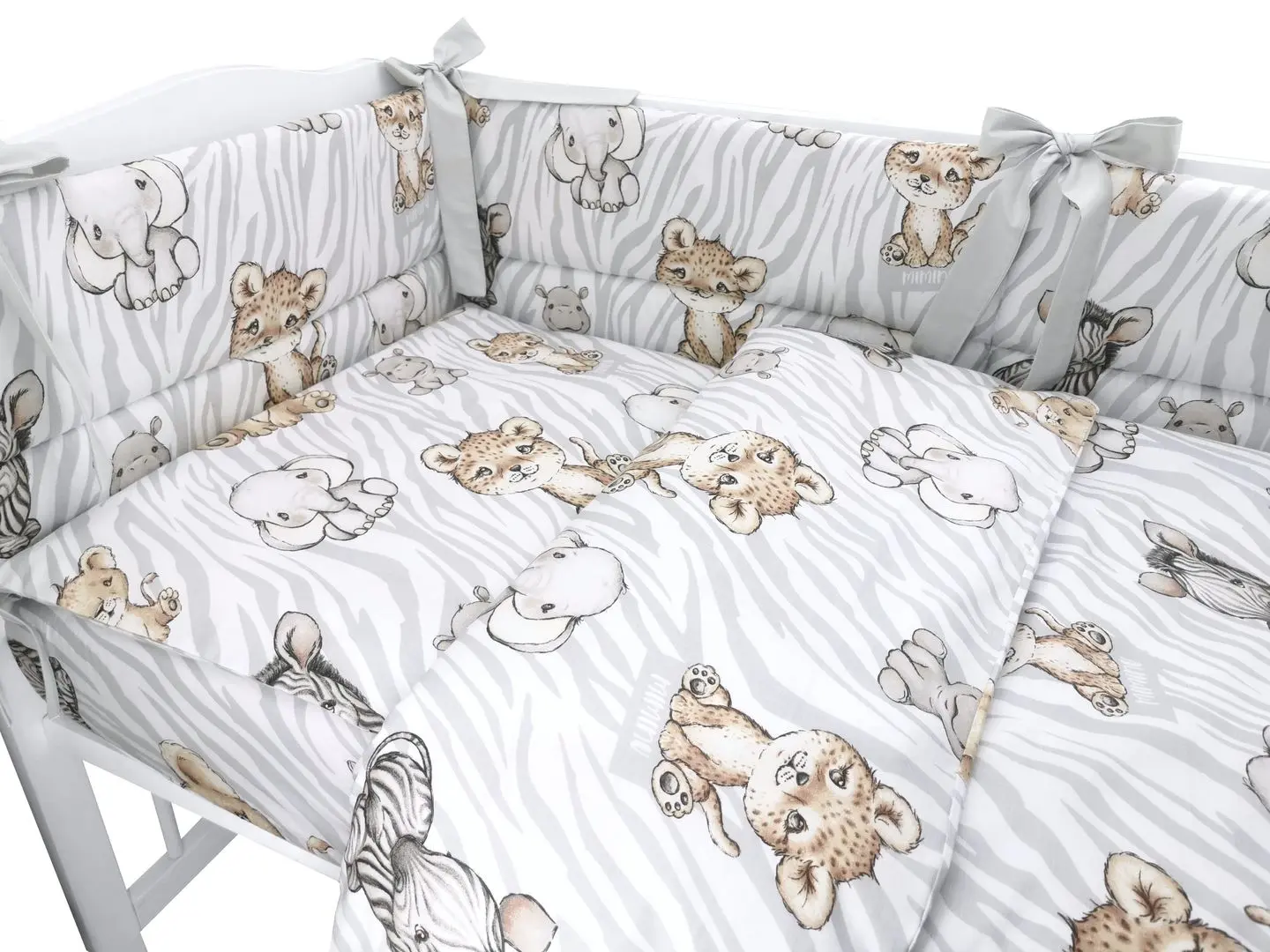 Lenjerie de pat pentru copii MimiNu Safari Natural (Grey) - 2