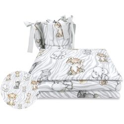 Lenjerie de pat pentru copii MimiNu Safari Natural (Grey)