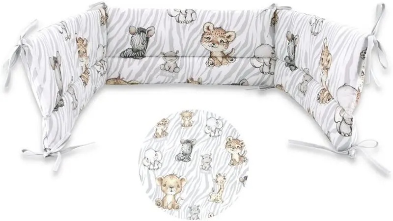 Lenjerie de pat pentru copii MimiNu Safari Natural din 8 piese (Gray) - 4