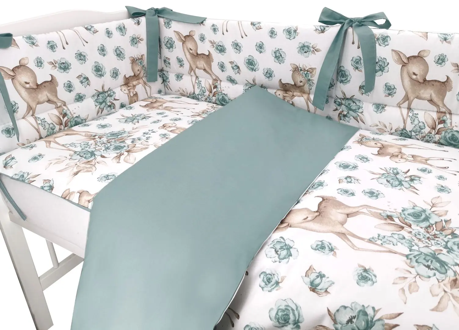 Lenjerie de pat pentru copii MimiNu Sweet Deer (Mint) - 2