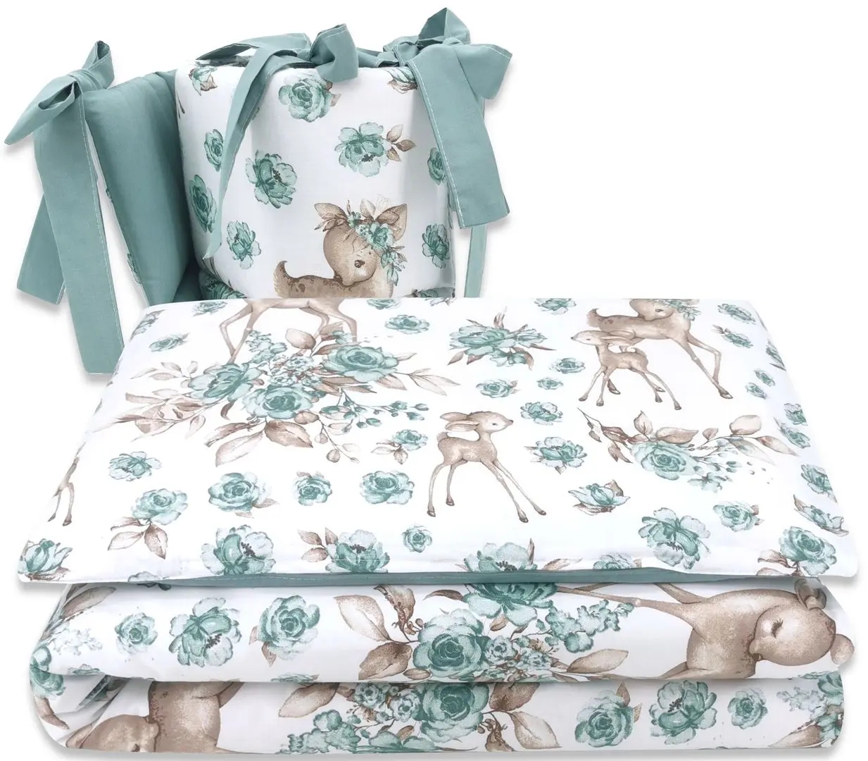 Lenjerie de pat pentru copii MimiNu Sweet Deer (Mint)