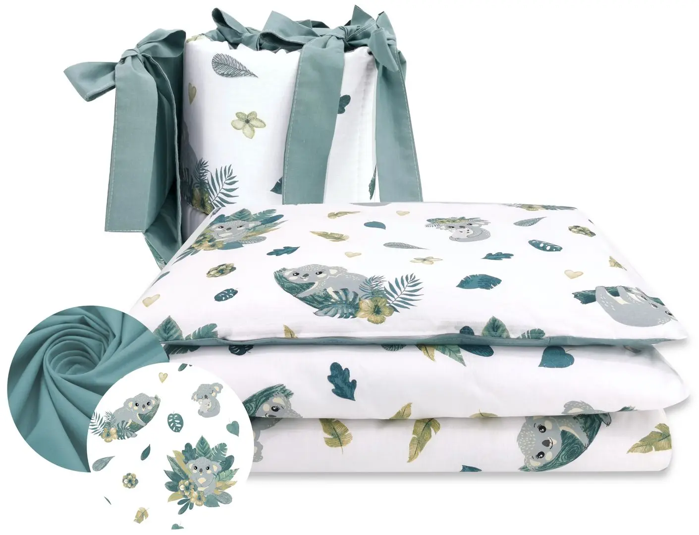 Lenjerie de pat pentru copii MimiNu Tropical Light (Dark Mint)