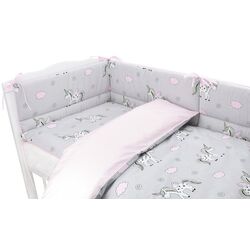 Lenjerie de pat pentru copii MimiNu Unicorn (Pink/Grey) Thumb