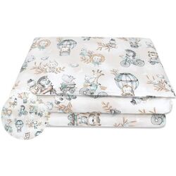 Lenjerie de pat pentru copii MimiNu Zoo on Bikes Nugat din 3 piese (Beige) Thumb