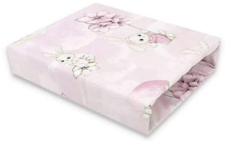 Cearsaf cu elastic MimiNu Awesome Bunnies 60x120 (Pink)