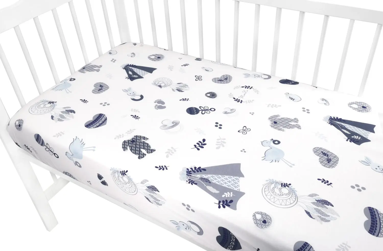 Cearsaf cu elastic MimiNu Baby Shower 60x120 (Blue) - 2
