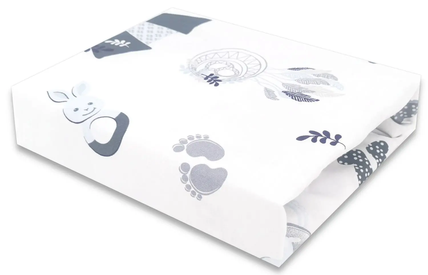 Cearsaf cu elastic MimiNu Baby Shower 60x120 (Blue)